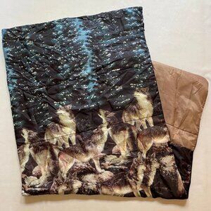 Howling Wolves Sleeping Bag 1990s Camping Gear Nylon Blanket